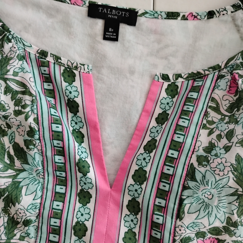 Talbots Cotton Floral Shift Dress Size 8P - Picture 5 of 6